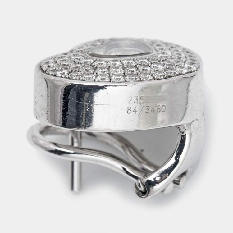 Pre Owned Chopard Happy Diamond 18k White Gold Heart Clip-On Earrings