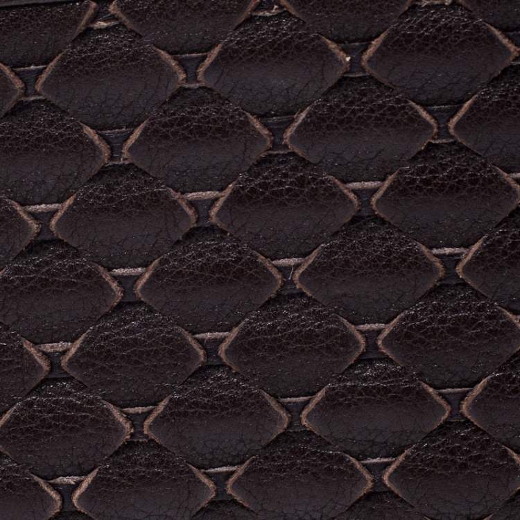 Pre Owned Chopard Brown Woven Leather Zip Around Continental Wallet