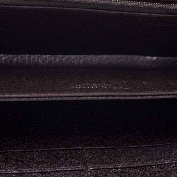 Pre Owned Chopard Brown Woven Leather Zip Around Continental Wallet