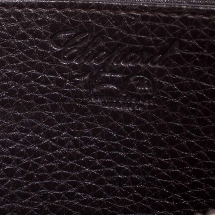 Pre Owned Chopard Brown Woven Leather Zip Around Continental Wallet