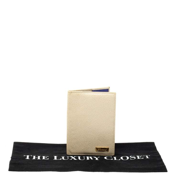 Pre Owned Chopard Beige Textured Leather Passport Holder