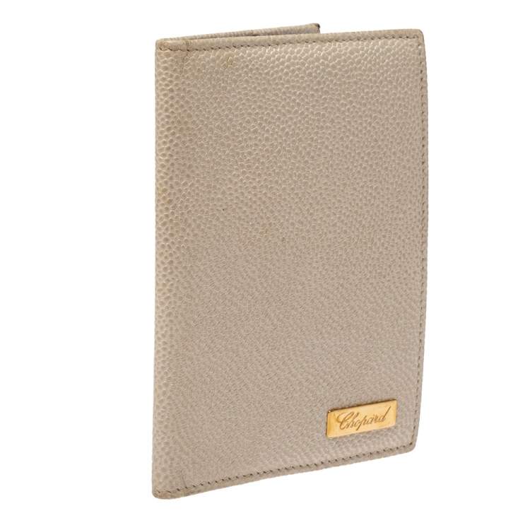 Pre Owned Chopard Beige Textured Leather Passport Holder
