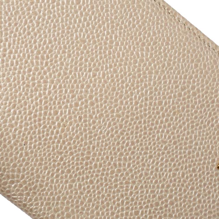 Pre Owned Chopard Beige Textured Leather Passport Holder