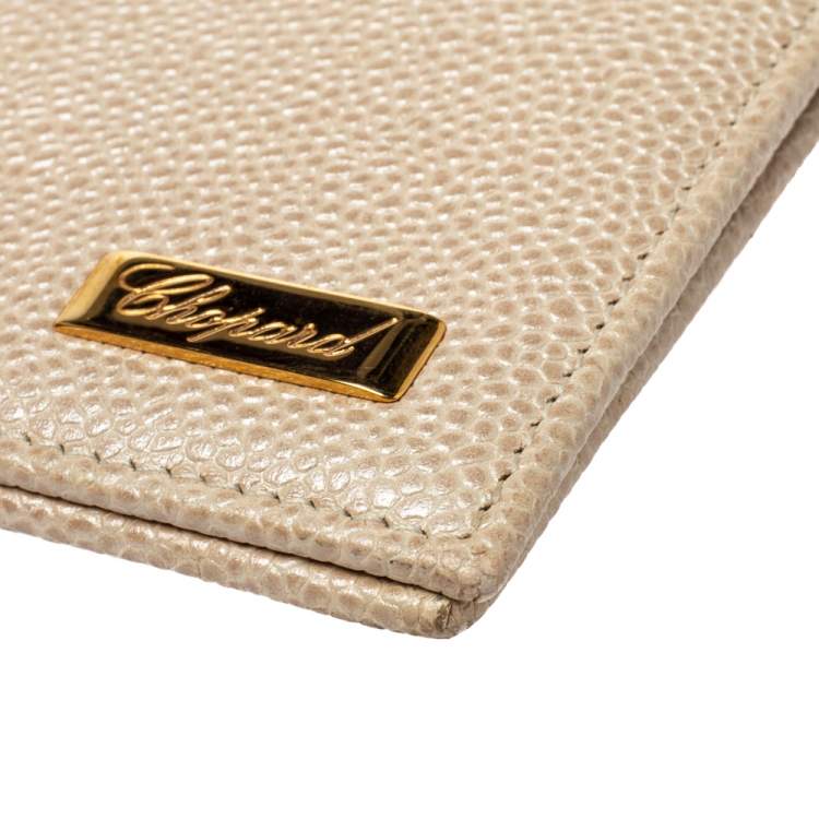Pre Owned Chopard Beige Textured Leather Passport Holder