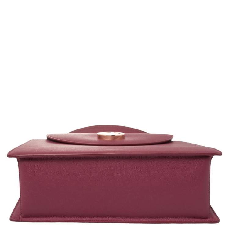 Pre Owned Chopard Dark Pink Leather Happy Lady Top Handle Bag