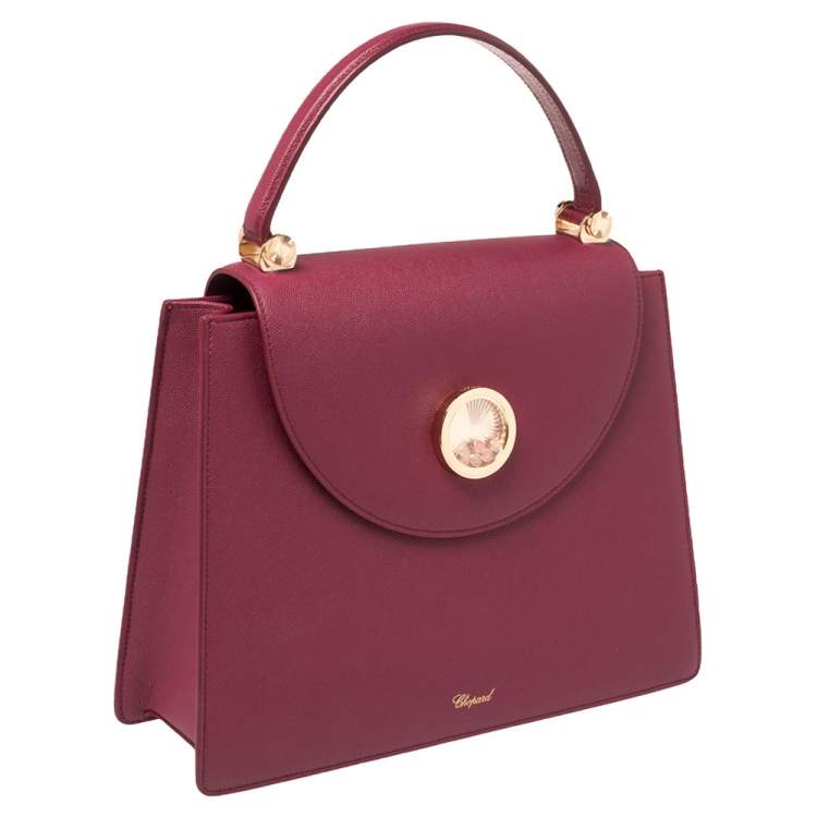 Pre Owned Chopard Dark Pink Leather Happy Lady Top Handle Bag
