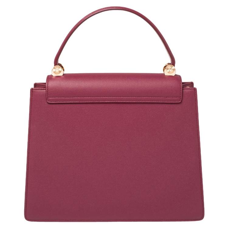 Pre Owned Chopard Dark Pink Leather Happy Lady Top Handle Bag