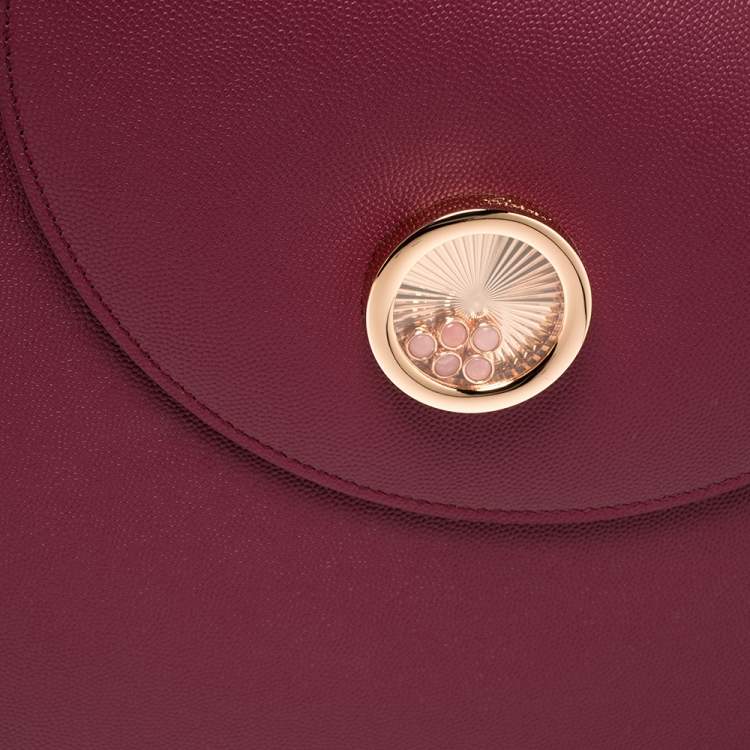 Pre Owned Chopard Dark Pink Leather Happy Lady Top Handle Bag