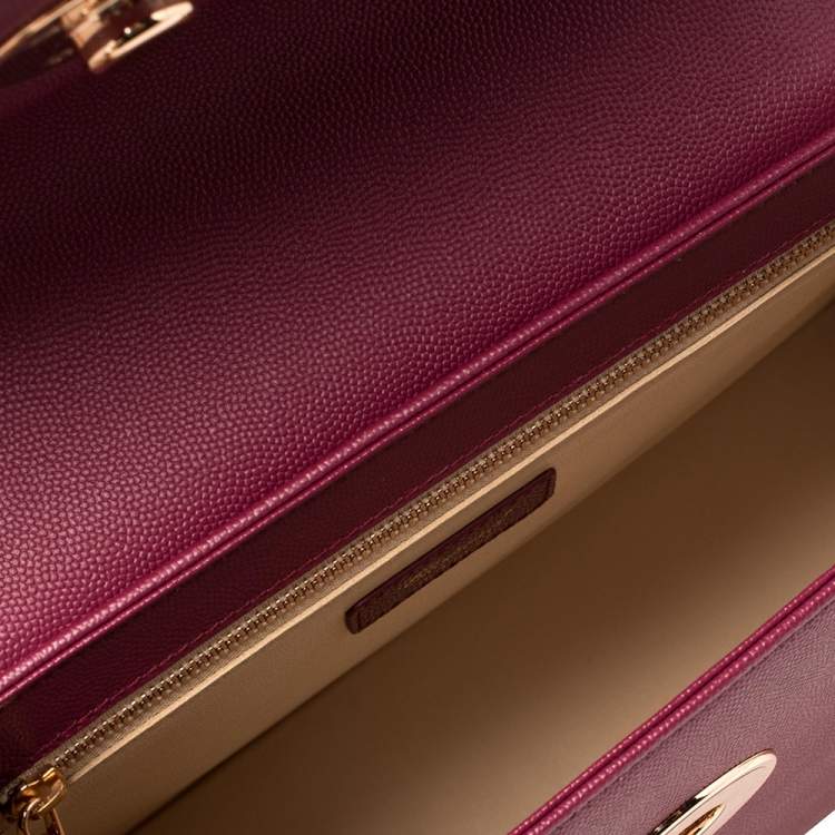 Pre Owned Chopard Dark Pink Leather Happy Lady Top Handle Bag