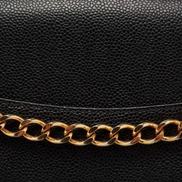 Pre Owned Chopard Black Leather Chain Detail Flap Shoulder Bag