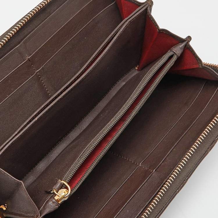 Pre Owned Chopard Brown Quilted Leather Zip Around Wallet