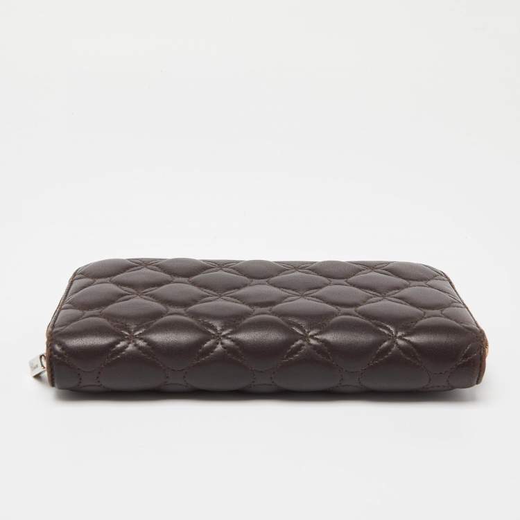 Pre Owned Chopard Brown Quilted Leather Zip Around Wallet