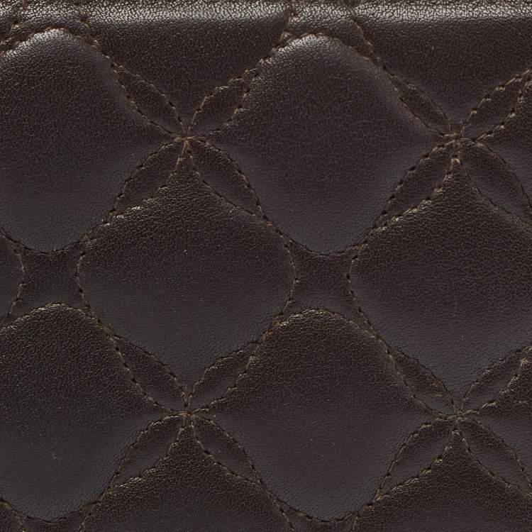 Pre Owned Chopard Brown Quilted Leather Zip Around Wallet