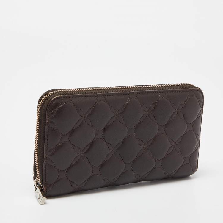 Pre Owned Chopard Brown Quilted Leather Zip Around Wallet