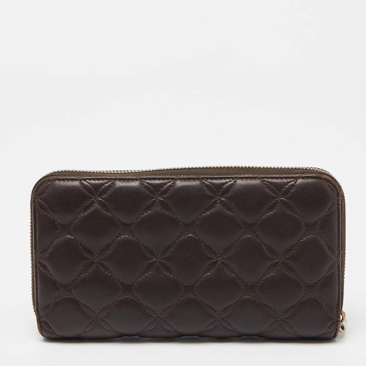 Pre Owned Chopard Brown Quilted Leather Zip Around Wallet