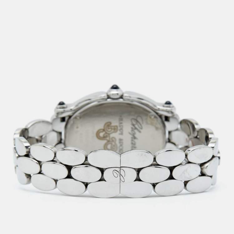 Pre Owned Chopard White Mother of Pearl Diamond Stainless Steel Happy Sport 27/8397-23 Women's Wristwatch 30 mm