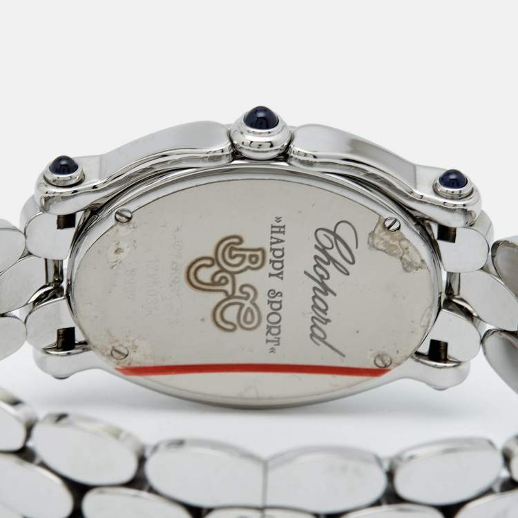 Pre Owned Chopard White Mother of Pearl Diamond Stainless Steel Happy Sport 27/8397-23 Women's Wristwatch 30 mm