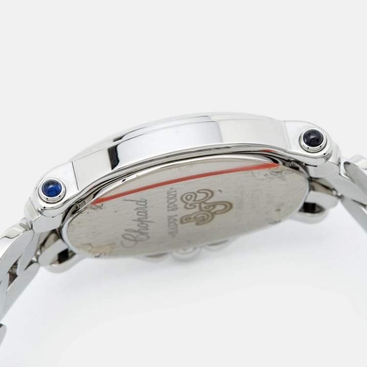 Pre Owned Chopard White Mother of Pearl Diamond Stainless Steel Happy Sport 27/8397-23 Women's Wristwatch 30 mm