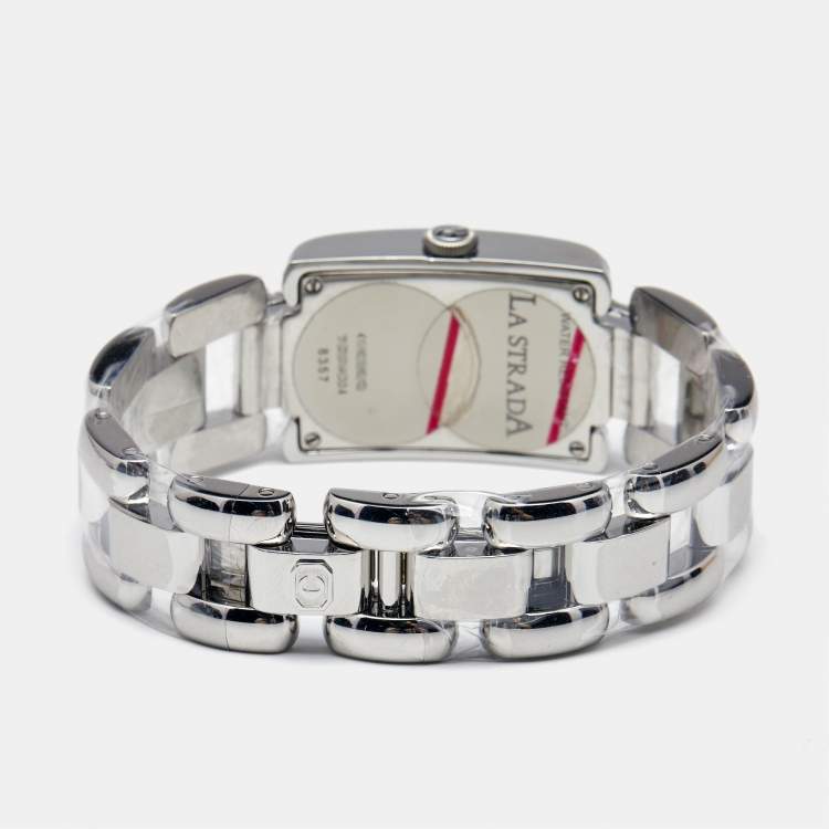 Pre Owned Chopard White Mother Of Pearl Stainless Steel Diamond La Strada 41/8380 Women's Wristwatch 24 mm