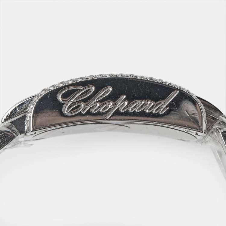 Pre Owned Chopard White Mother Of Pearl Stainless Steel Diamond La Strada 41/8380 Women's Wristwatch 24 mm