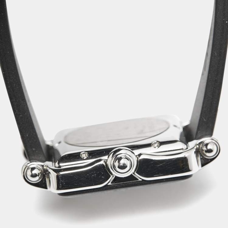 Pre Owned Chopard Grey Black Resin Stainless Steel Diamonds Rubber Limited Edition Be Happy 2 Women's Wristwatch 27 mm