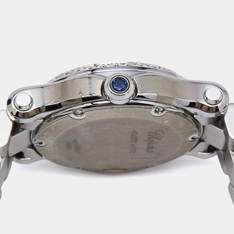 Pre Owned Chopard White Stainless Steel Diamond Happy Sport 278590-3002 Women's Wristwatch 30 mm