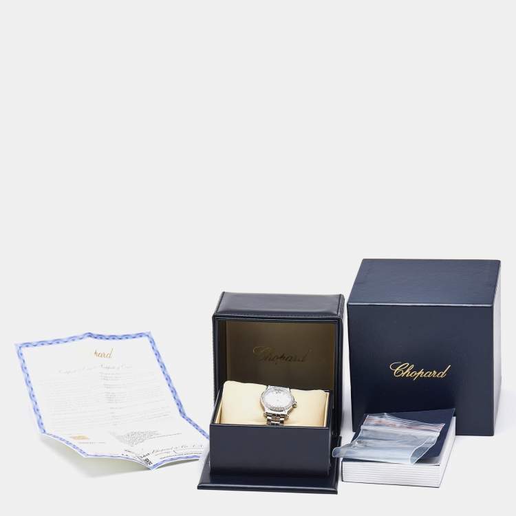 Pre Owned Chopard White Stainless Steel Diamond Happy Sport 278590-3002 Women's Wristwatch 30 mm
