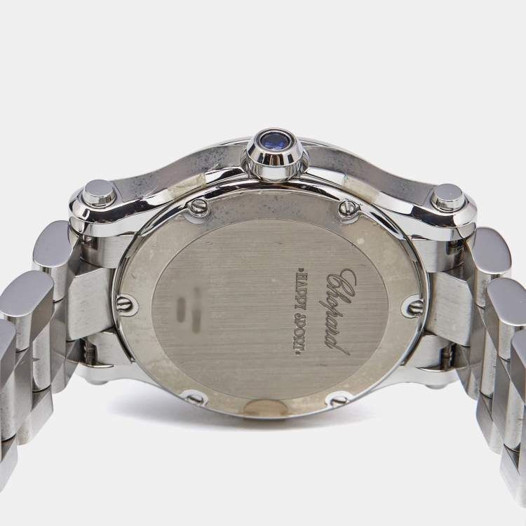 Pre Owned Chopard White Stainless Steel Diamond Happy Sport 278590-3002 Women's Wristwatch 30 mm