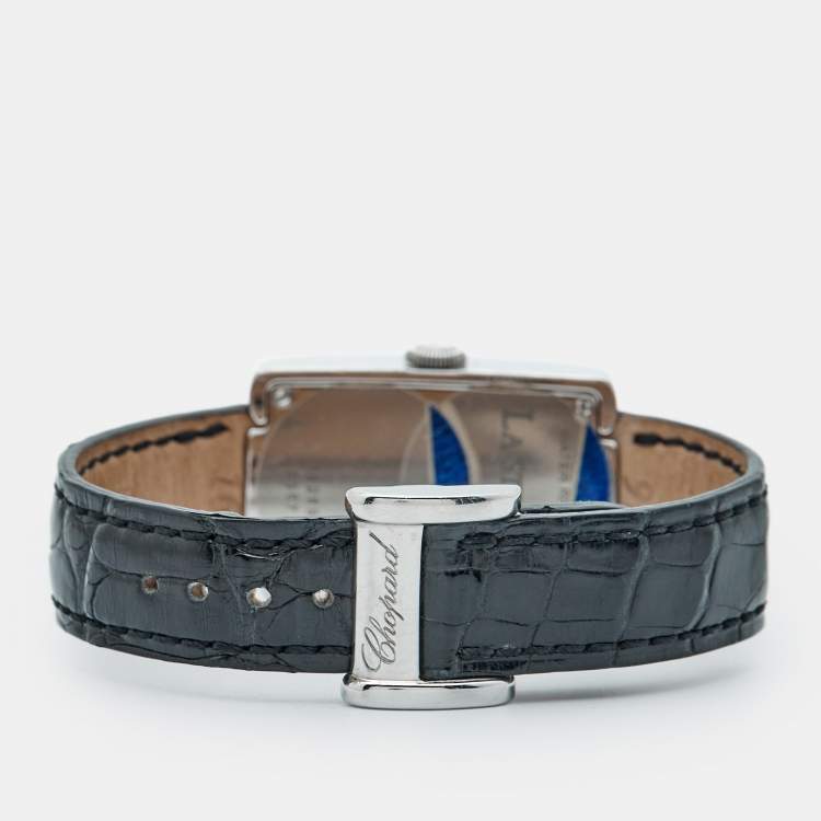 Pre Owned Chopard White Stainless Steel Diamond Alligator Leather La Strada 418357-3001 Women's Wristwatch 23.50 mm