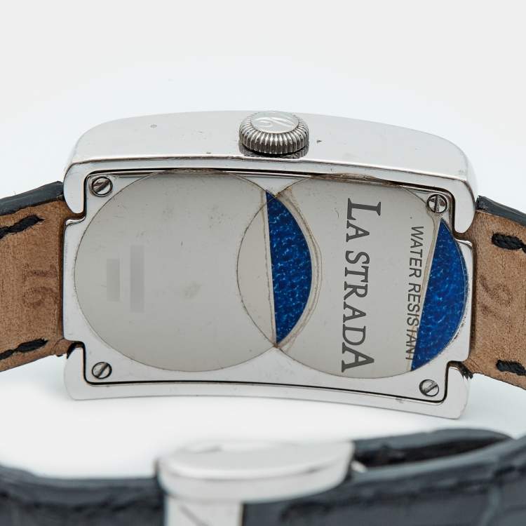 Pre Owned Chopard White Stainless Steel Diamond Alligator Leather La Strada 418357-3001 Women's Wristwatch 23.50 mm