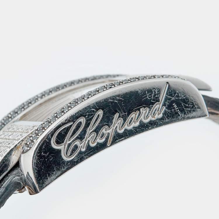 Pre Owned Chopard White Stainless Steel Diamond Alligator Leather La Strada 418357-3001 Women's Wristwatch 23.50 mm