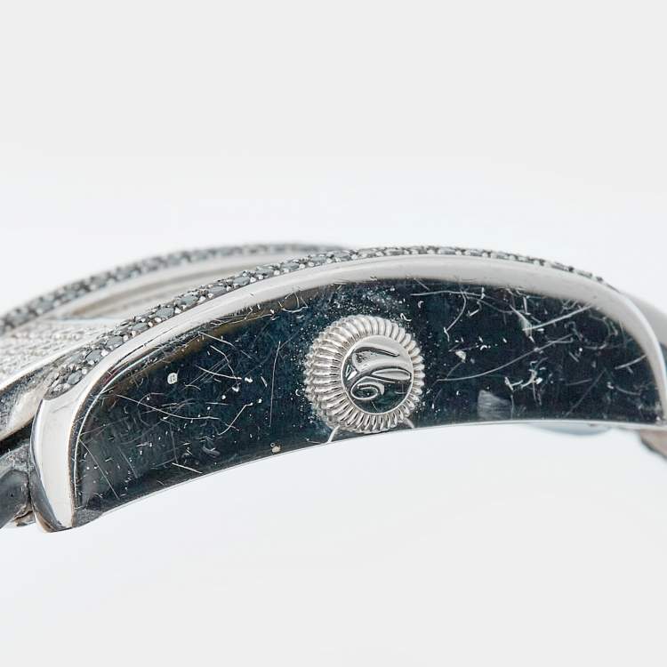 Pre Owned Chopard White Stainless Steel Diamond Alligator Leather La Strada 418357-3001 Women's Wristwatch 23.50 mm