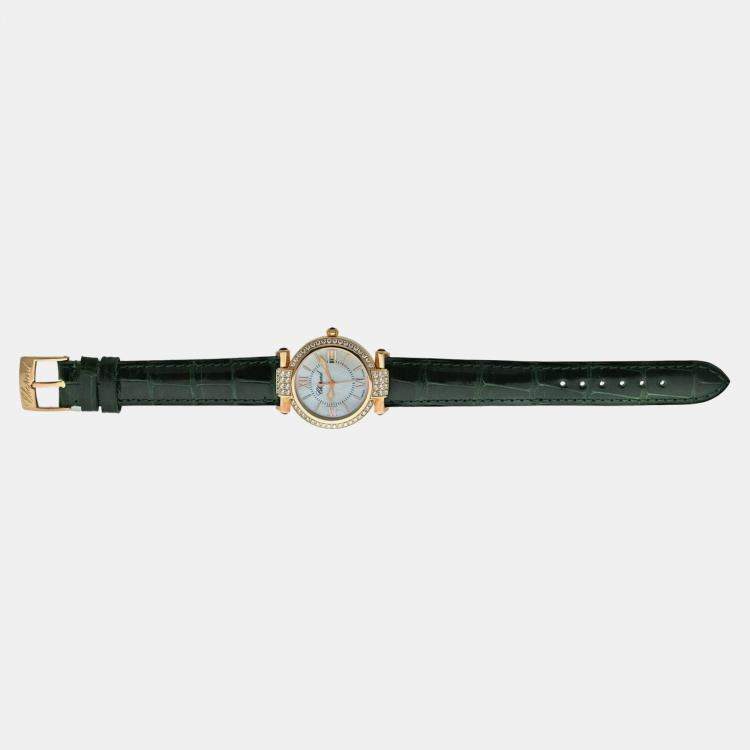 Pre Owned Chopard Imperiale 384238-5003 Quartz MOP Diamond 18K Rose Gold Women's Wristwatch 28 mm