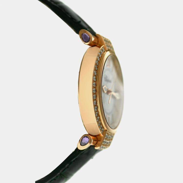 Pre Owned Chopard Imperiale 384238-5003 Quartz MOP Diamond 18K Rose Gold Women's Wristwatch 28 mm