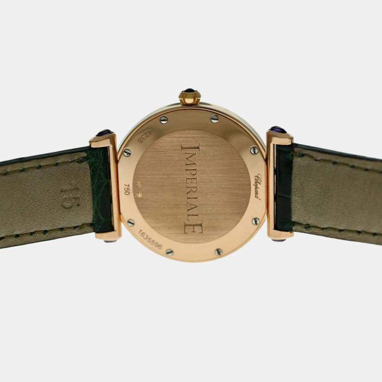 Pre Owned Chopard Imperiale 384238-5003 Quartz MOP Diamond 18K Rose Gold Women's Wristwatch 28 mm