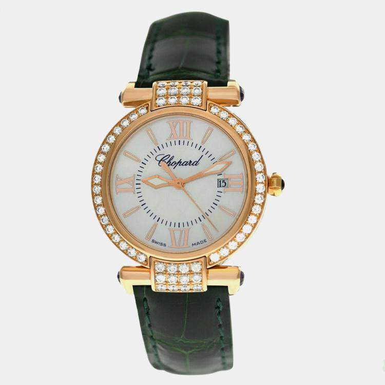 Pre Owned Chopard Imperiale 384238-5003 Quartz MOP Diamond 18K Rose Gold Women's Wristwatch 28 mm