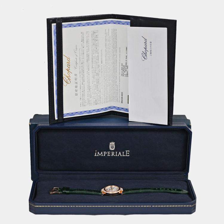Pre Owned Chopard Imperiale 384238-5003 Quartz MOP Diamond 18K Rose Gold Women's Wristwatch 28 mm