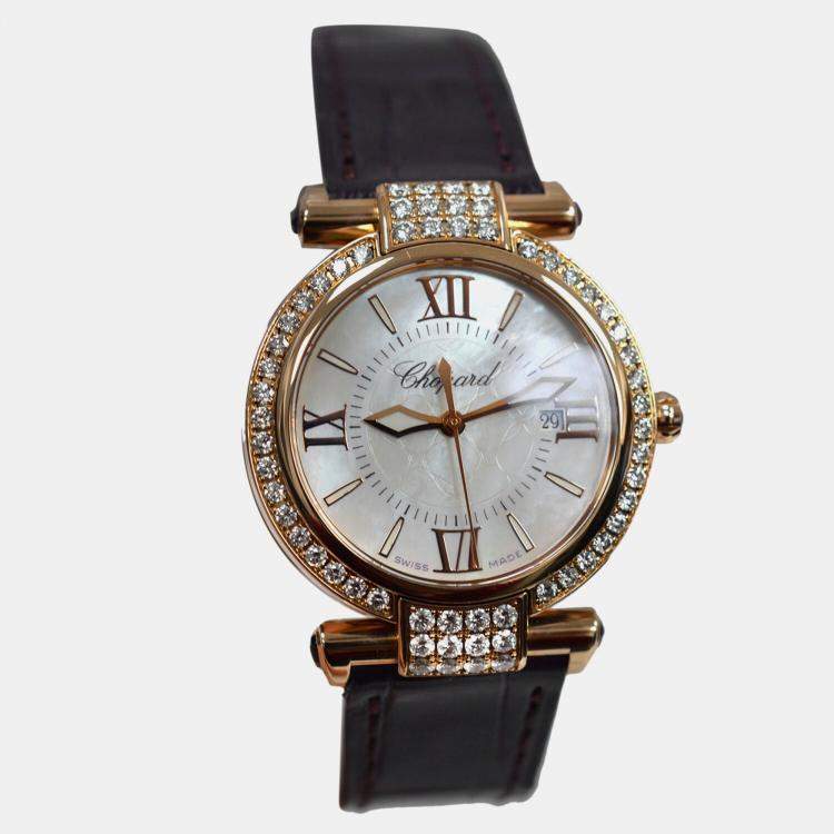 Pre Owned Chopard Imperiale 384238-5003 Quartz MOP 18K Rose Gold Women's Wristwatch 28 mm