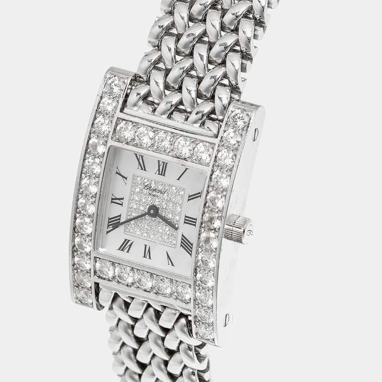 Pre Owned Chopard Mother of Pearl Diamond 18K White Gold 106805-1002 Women's Wristwatch 25 mm 