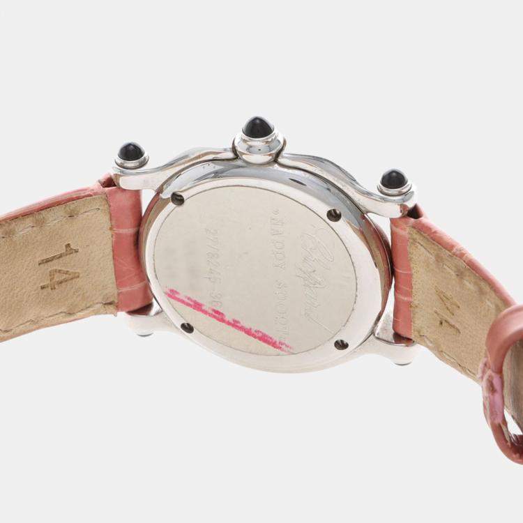 Pre Owned Chopard Happy Sport Diamond 27/8245-36 Quartz Stainless Steel Womens Wristwatch 26 mm