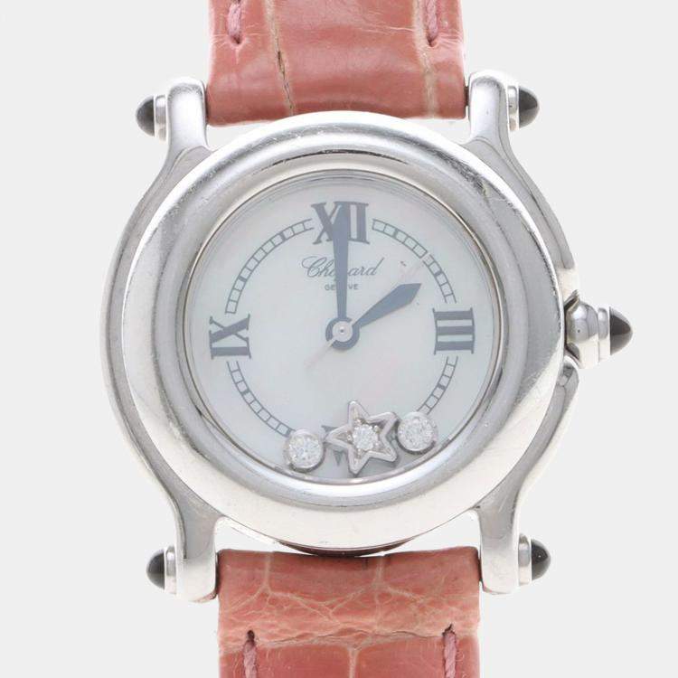 Pre Owned Chopard Happy Sport Diamond 27/8245-36 Quartz Stainless Steel Womens Wristwatch 26 mm