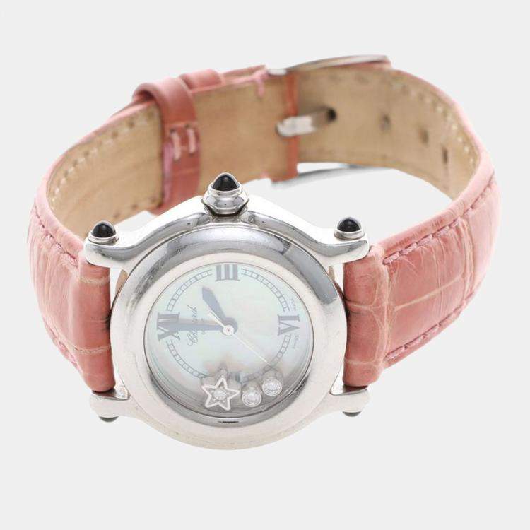 Pre Owned Chopard Happy Sport Diamond 27/8245-36 Quartz Stainless Steel Womens Wristwatch 26 mm