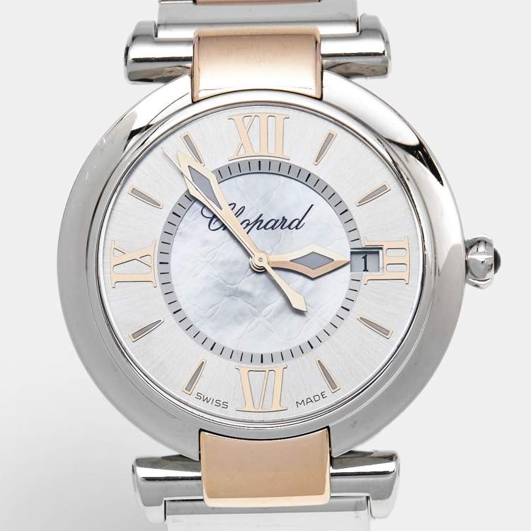 Pre Owned Chopard Imperiale 388532-6002 Silver Dial Mother of Pearl 18K Rose Gold Stainless Steel Women's Wristwatch 36 mm