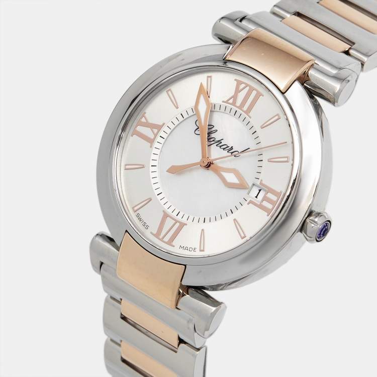 Pre Owned Chopard Imperiale 388532-6002 Silver Dial Mother of Pearl 18K Rose Gold Stainless Steel Women's Wristwatch 36 mm