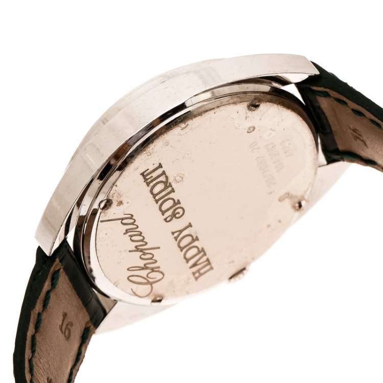 مملوكة مسبقًا Chopard Black 18K White Gold Diamonds Happy Spirit 20/7082-20 Women's Wristwatch 32 mm