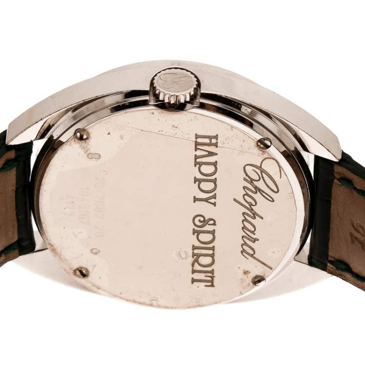 مملوكة مسبقًا Chopard Black 18K White Gold Diamonds Happy Spirit 20/7082-20 Women's Wristwatch 32 mm