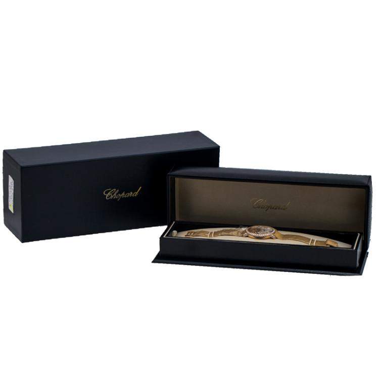 Pre Owned Chopard Mother Of Pearl Sun Motif 18K Rose Gold Happy Diamonds 4176 Women's Wristwatch 40 mm