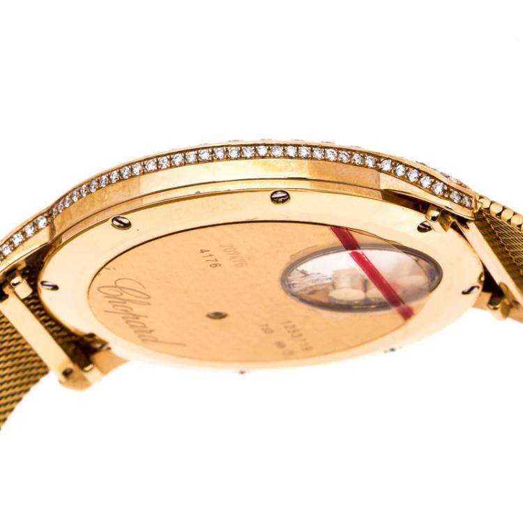 Pre Owned Chopard Mother Of Pearl Sun Motif 18K Rose Gold Happy Diamonds 4176 Women's Wristwatch 40 mm