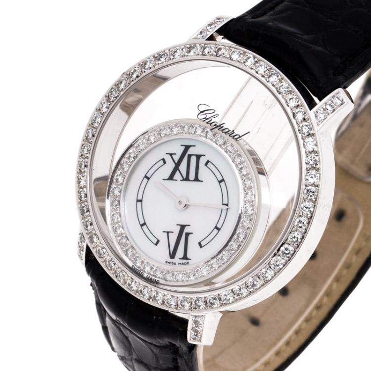 Pre Owned Chopard Mother of Pearl 18K White Gold Diamonds 20/7230 Women's Wristwatch 36 mm
