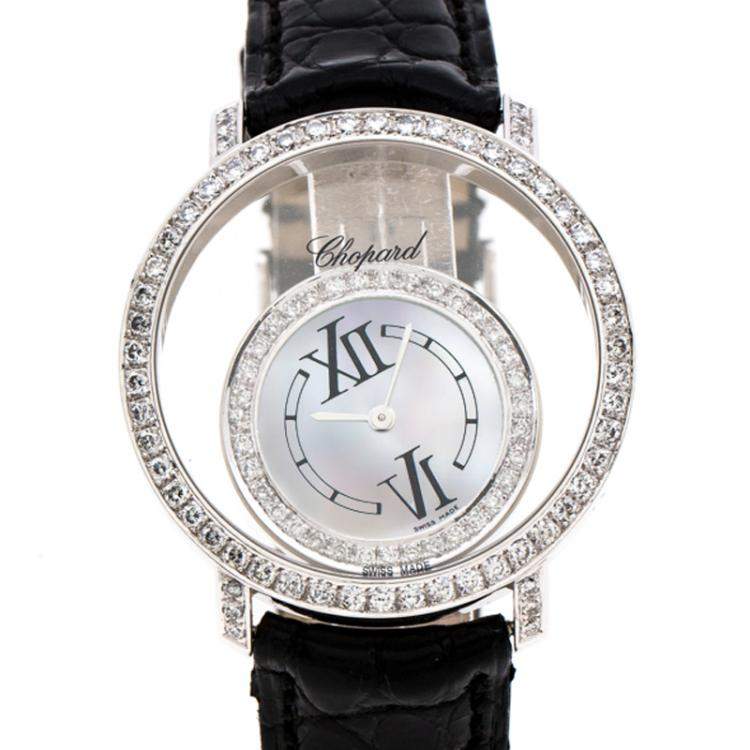 Pre Owned Chopard Mother of Pearl 18K White Gold Diamonds 20/7230 Women's Wristwatch 36 mm